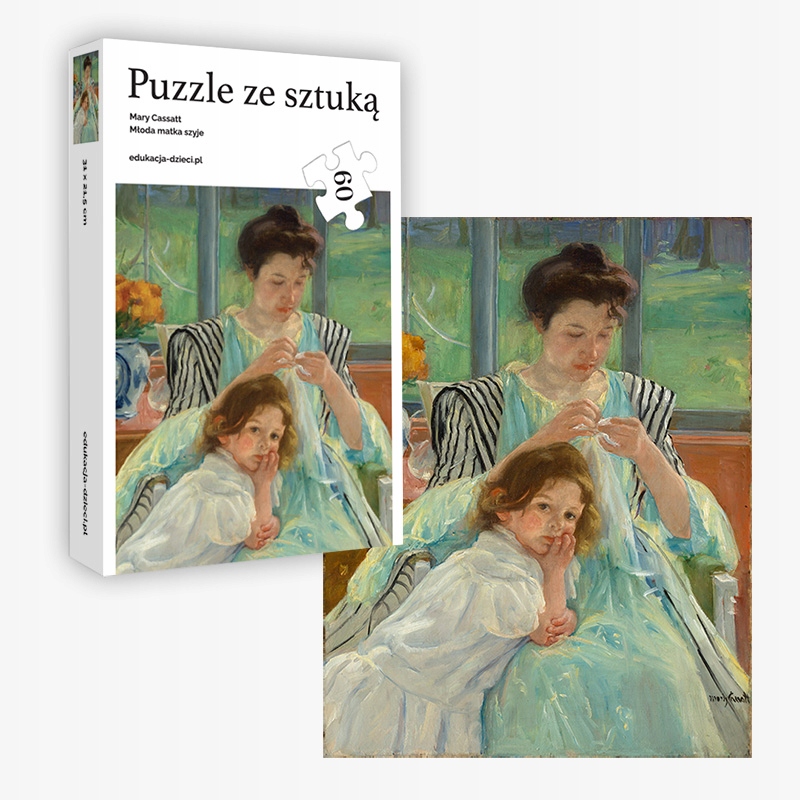 Obrázkové puzzle: Šije mladá mamička - Cassatt (60 dielikov)